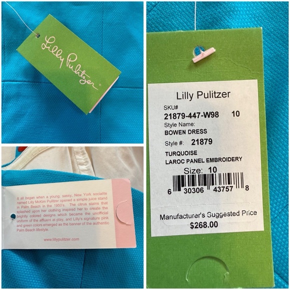 Lilly Pulitzer Size 10 Bowen Tourquise Lorac Panel Embroidery Strapless Dress - Picture 13 of 14